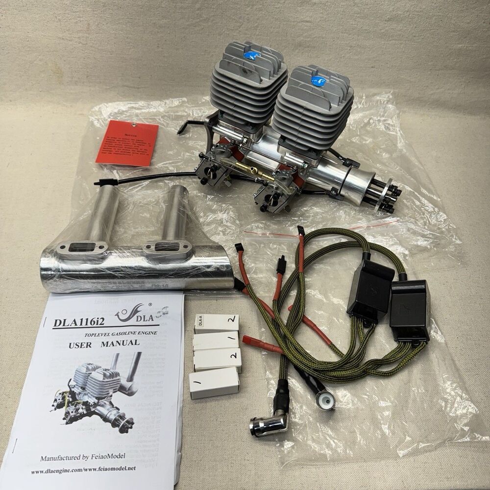 DLA116i2 116cc Inline Twin Gas RC Plane Engine W/muffler & Ignition - New